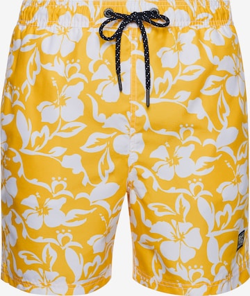 Superdry Board Shorts 'Campus' in Yellow: front