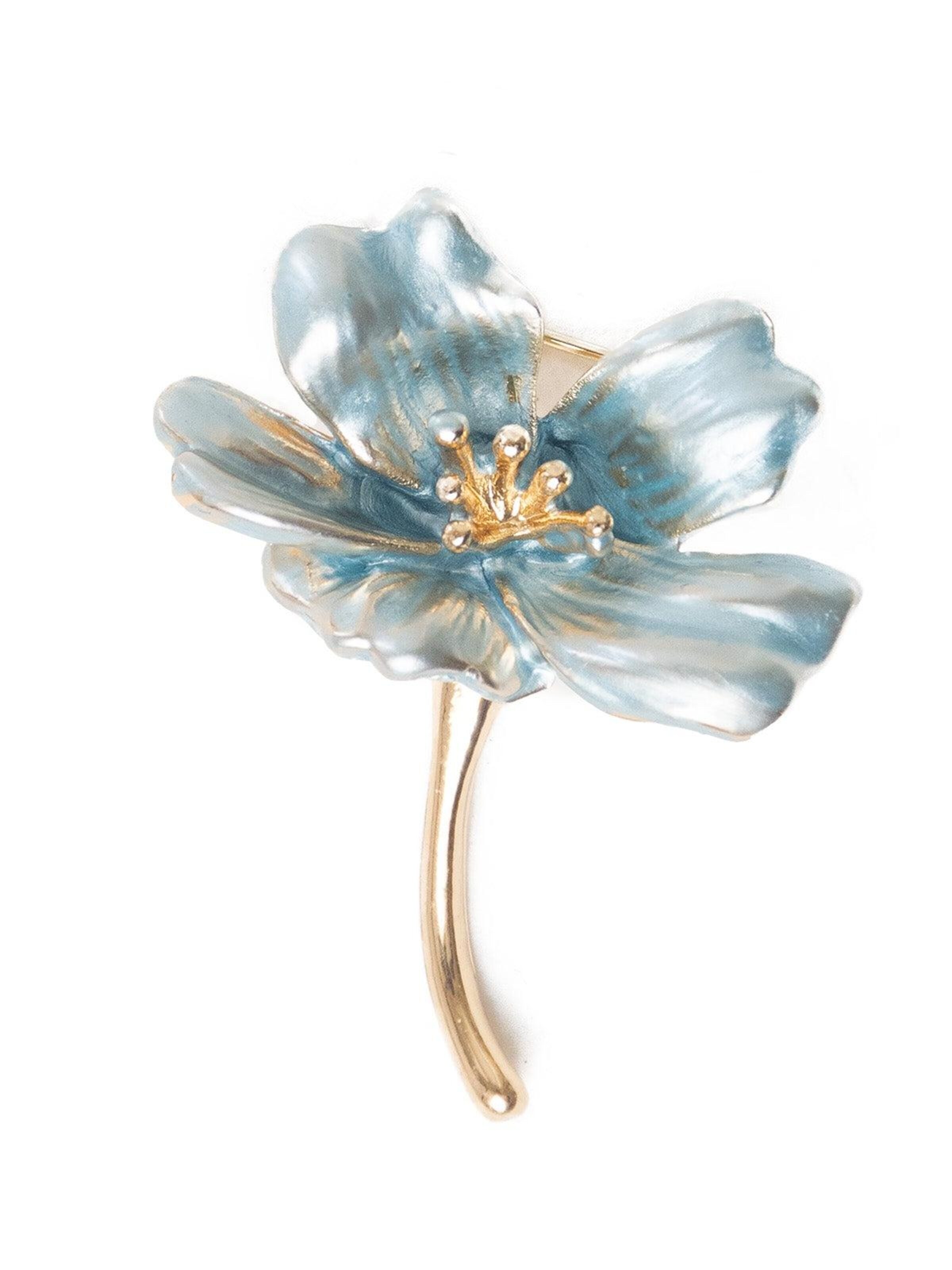 MayTree Brooch 'Blüte' in Blue: front