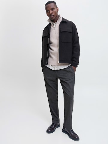 JACK & JONES Regular Trousers with creases 'JPSTKANE EDWIN' in Grey