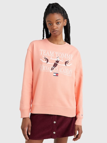 Tommy Jeans Sweatshirt 'Relaxed Gym' in Orange: front