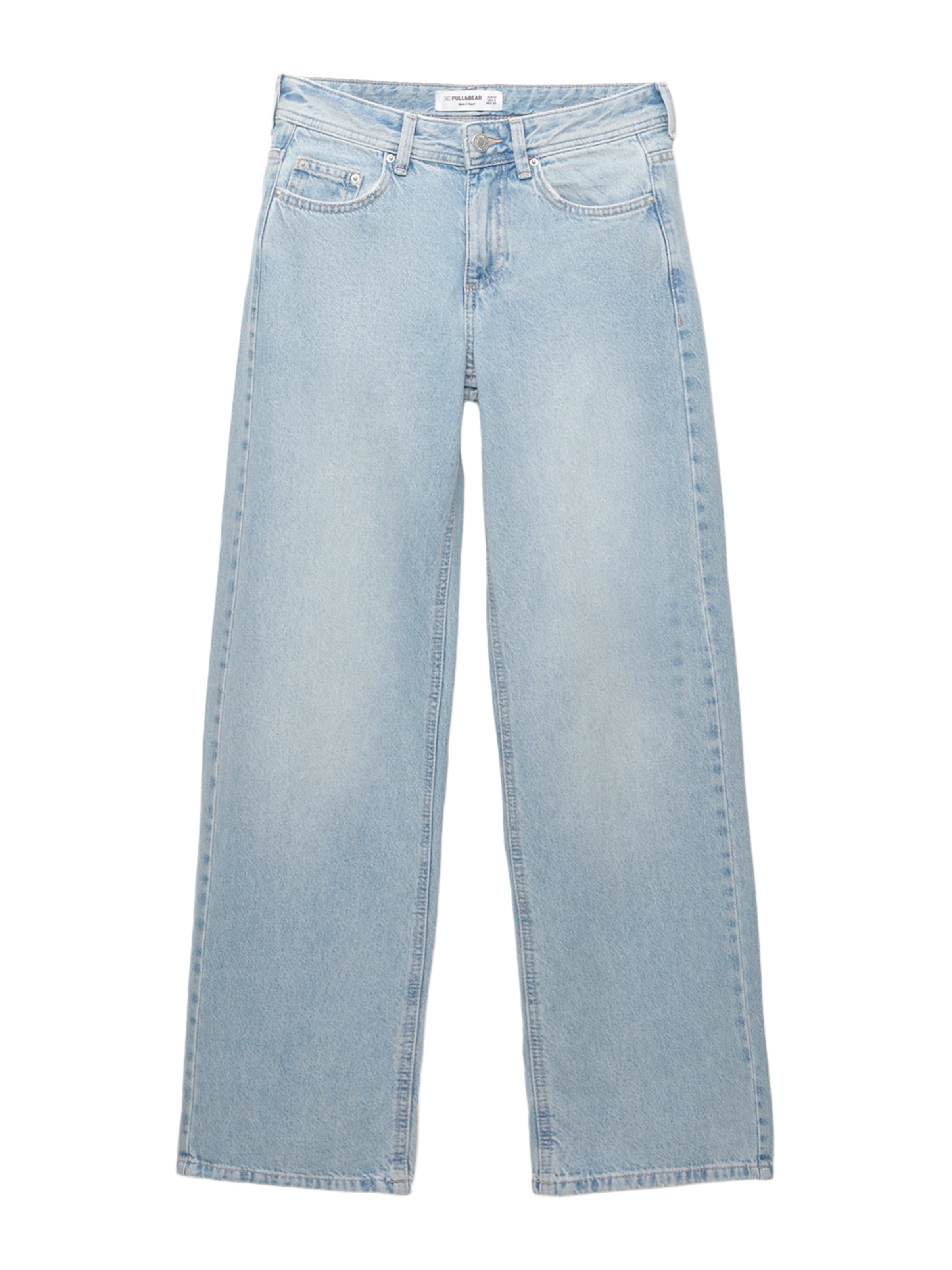 Baggy Jeans de la Pull&Bear pe albastru: față