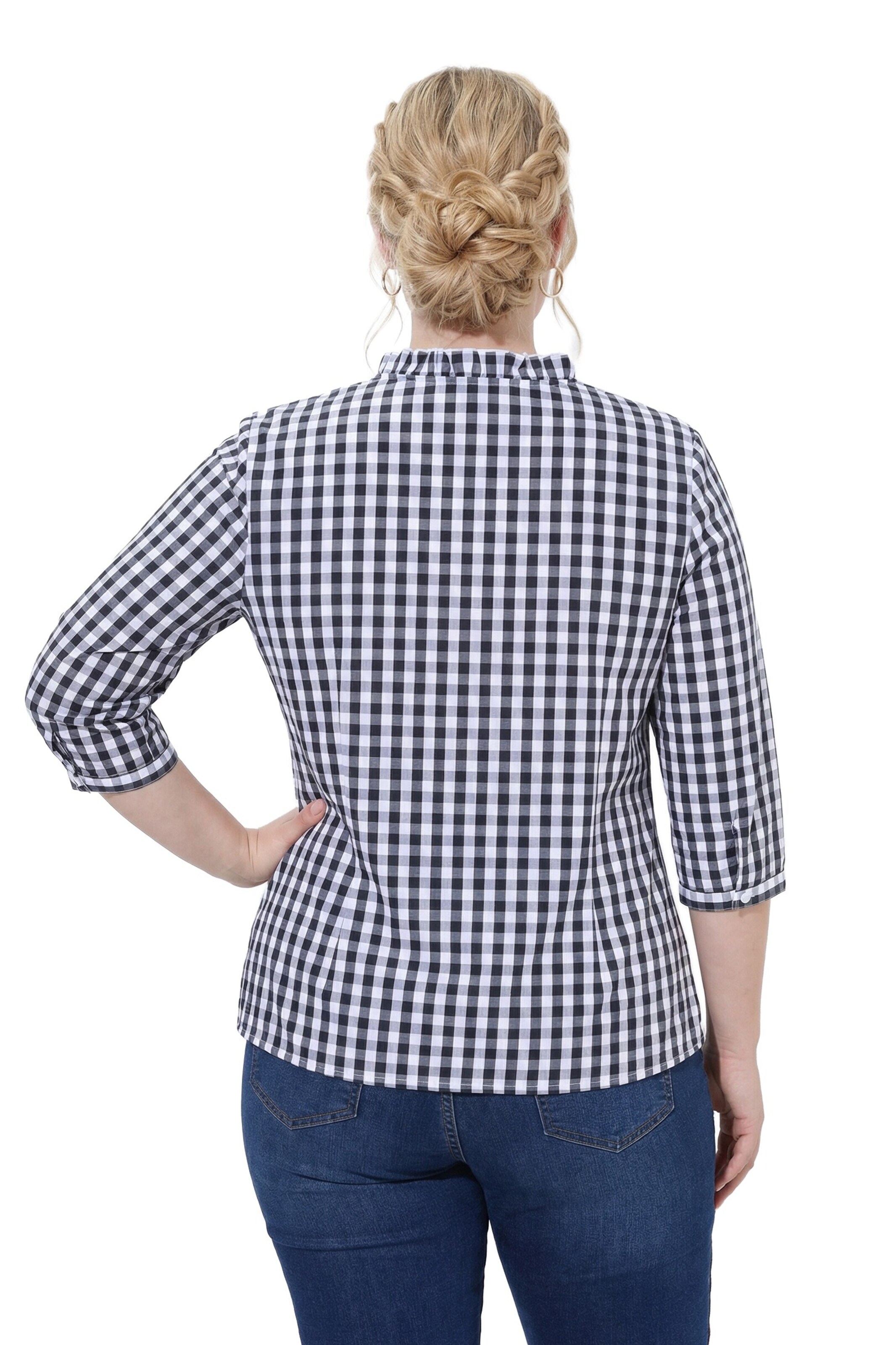 Ulla Popken Trachtenbluse in Schwarz