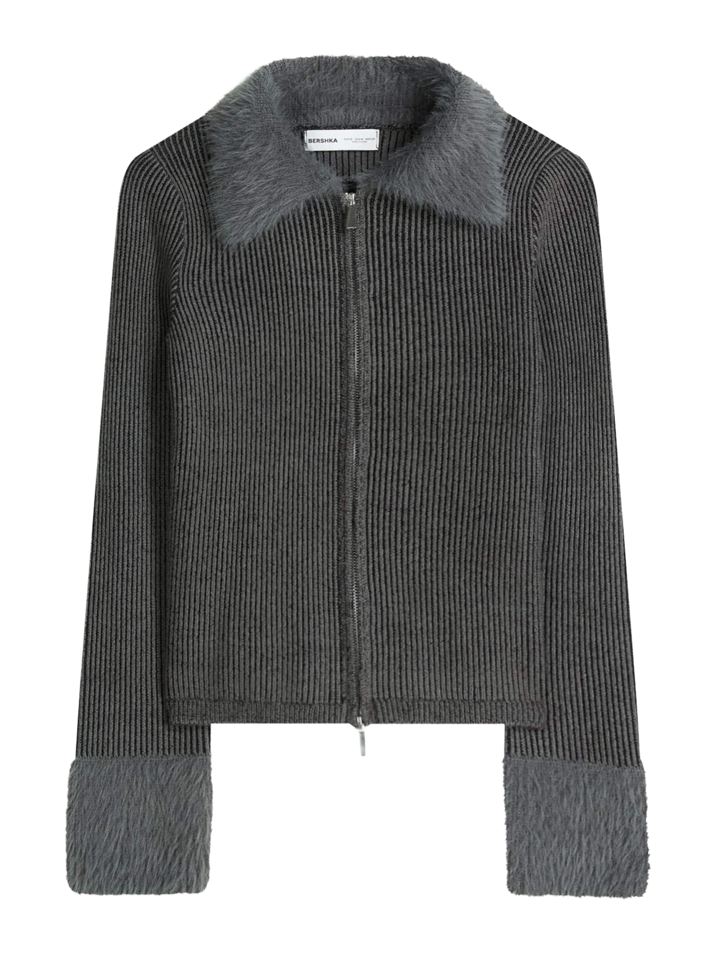 Bershka Плетена жилетка в сиво: отпред