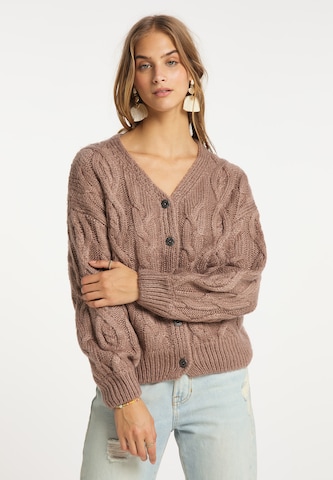 IZIA Oversized Cardigan in Brown: front