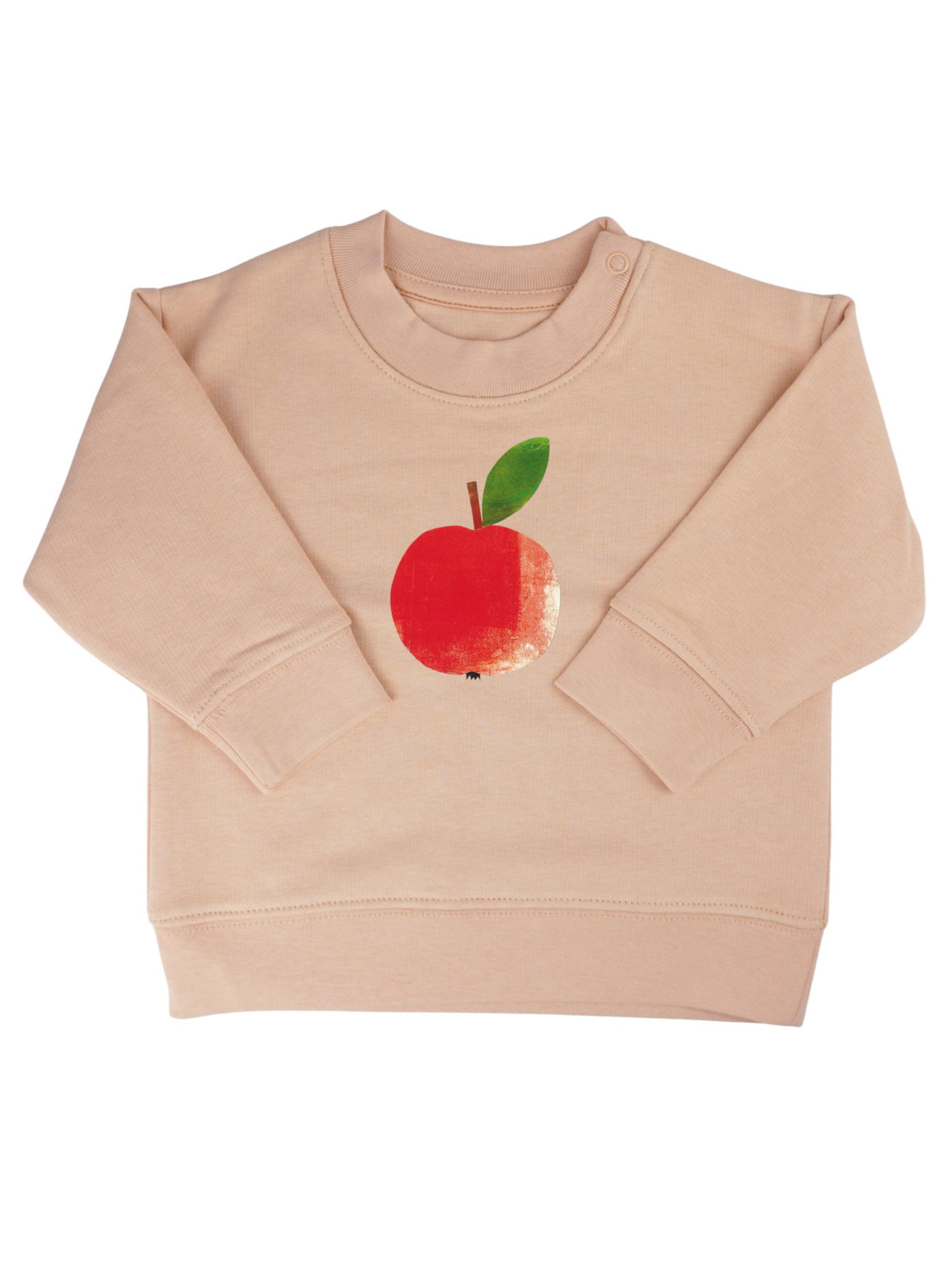MelaDi Sweater 'Meladi Kinder Baby-Sweater aus Biobaumwolle - Apfel auf Creme Latte' in Beige: front
