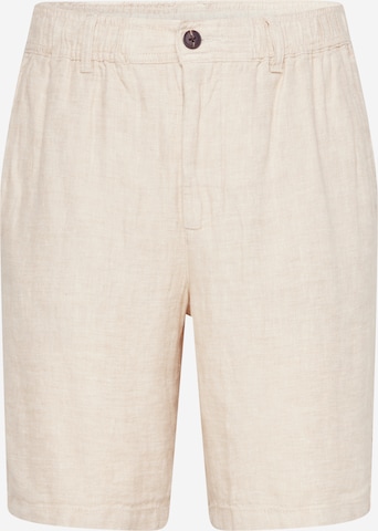 KnowledgeCotton Apparel Regular Bandplooibroek in Beige: voorkant