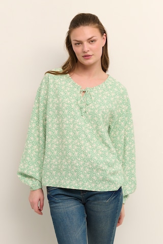 Cream Blouse 'Vimma' in Groen: voorkant