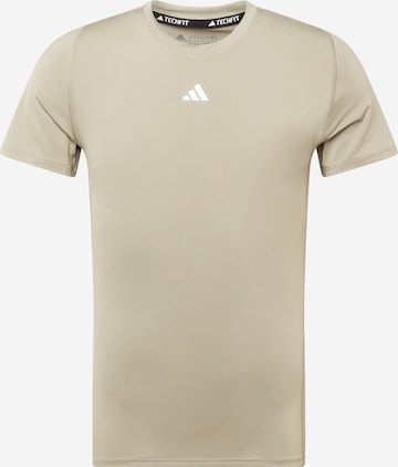 ADIDAS PERFORMANCE - Camisa funcionais 'Techfit' em bege: frente