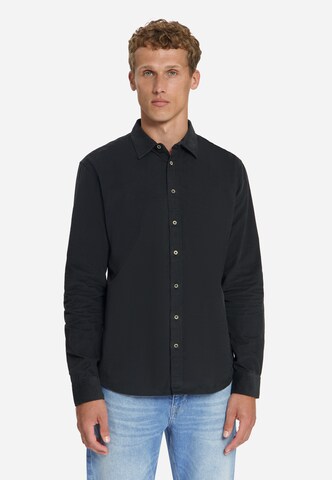 No Excess Regular fit Overhemd in Zwart: voorkant