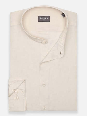 7Camicie Slim fit Zakelijk overhemd 'Caravaggio Linen Man Shirt Green' in Beige