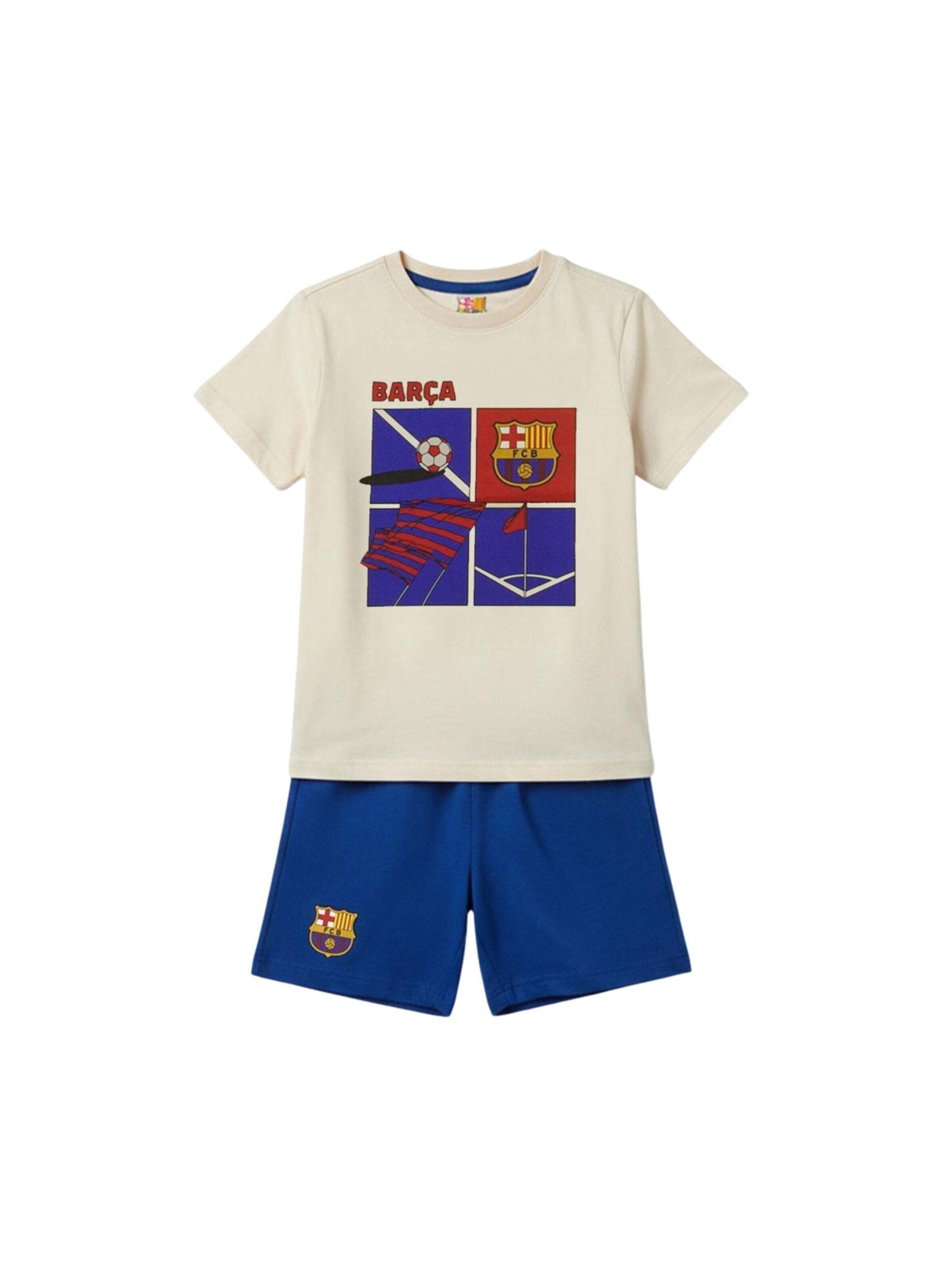 Pyjama 'Short Pajamas Single Jersey FC Barcelona' Cerdá en blanc : devant