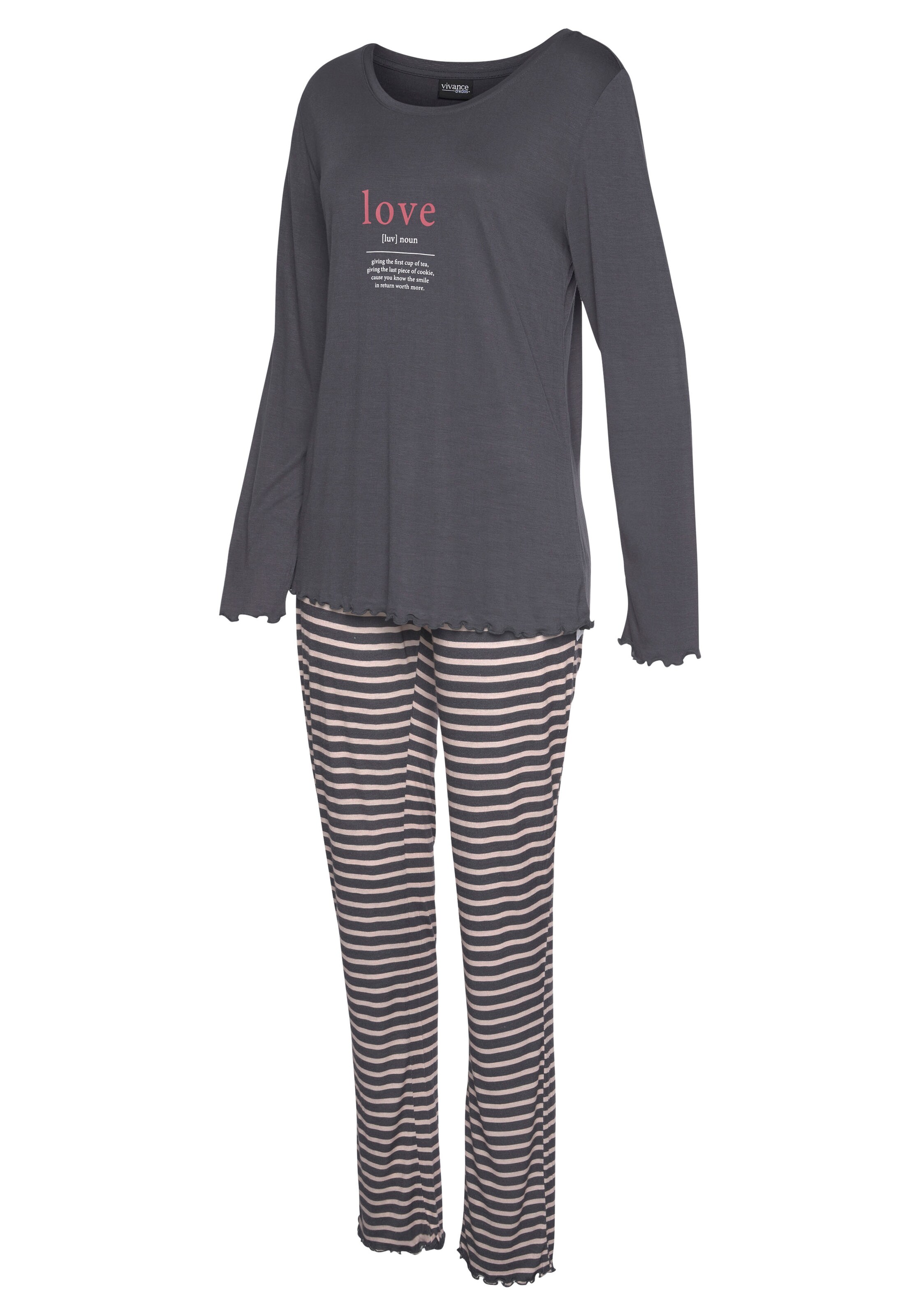 VIVANCE Pyjama 'VD Love PJ' värissä harmaa