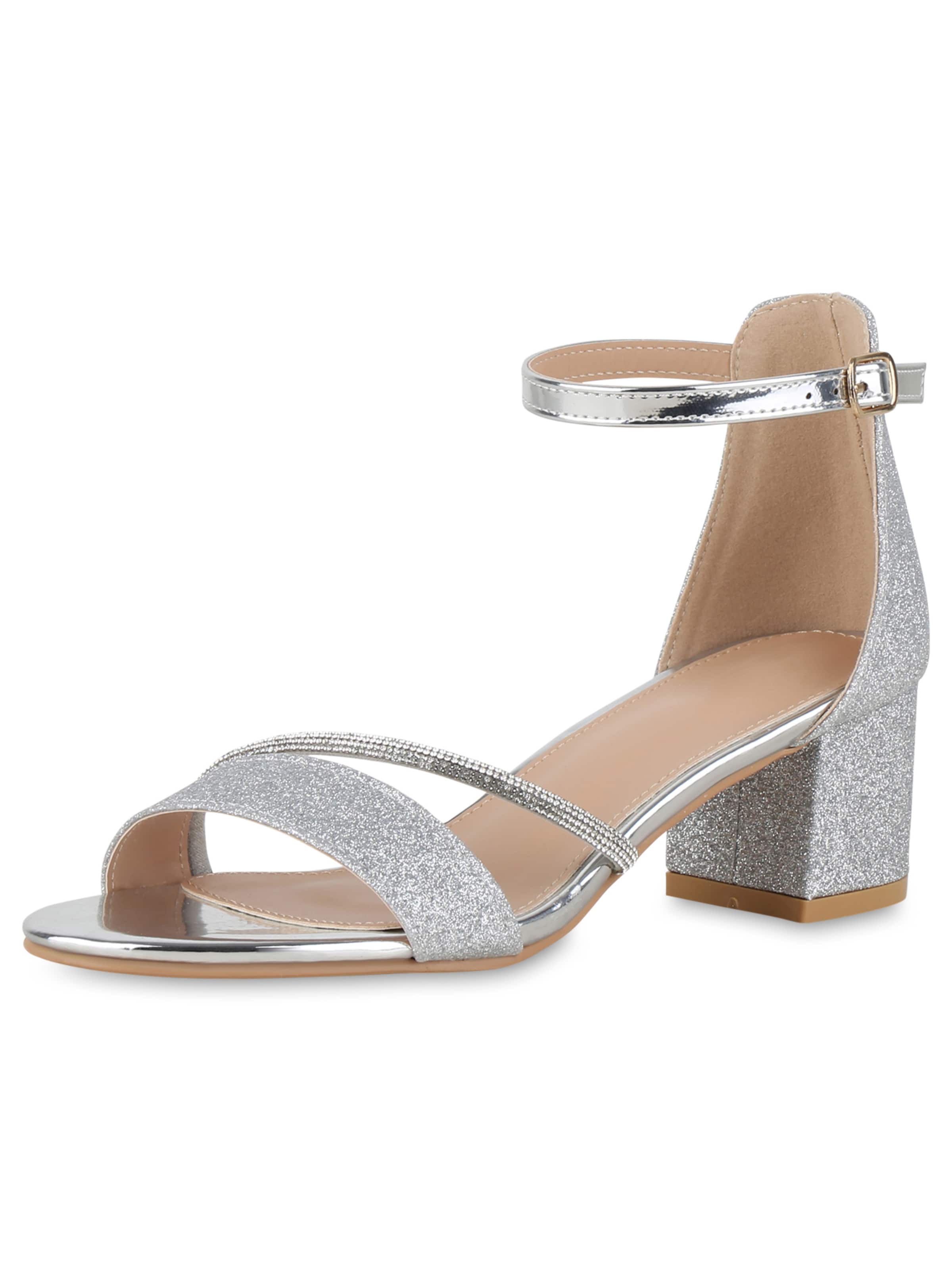 Sandalo con cinturino 'Celine' di Van Hill in argento: frontale