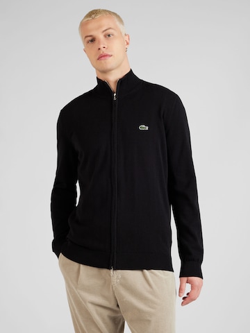 LACOSTE Regular fit Knit Cardigan in Black: front