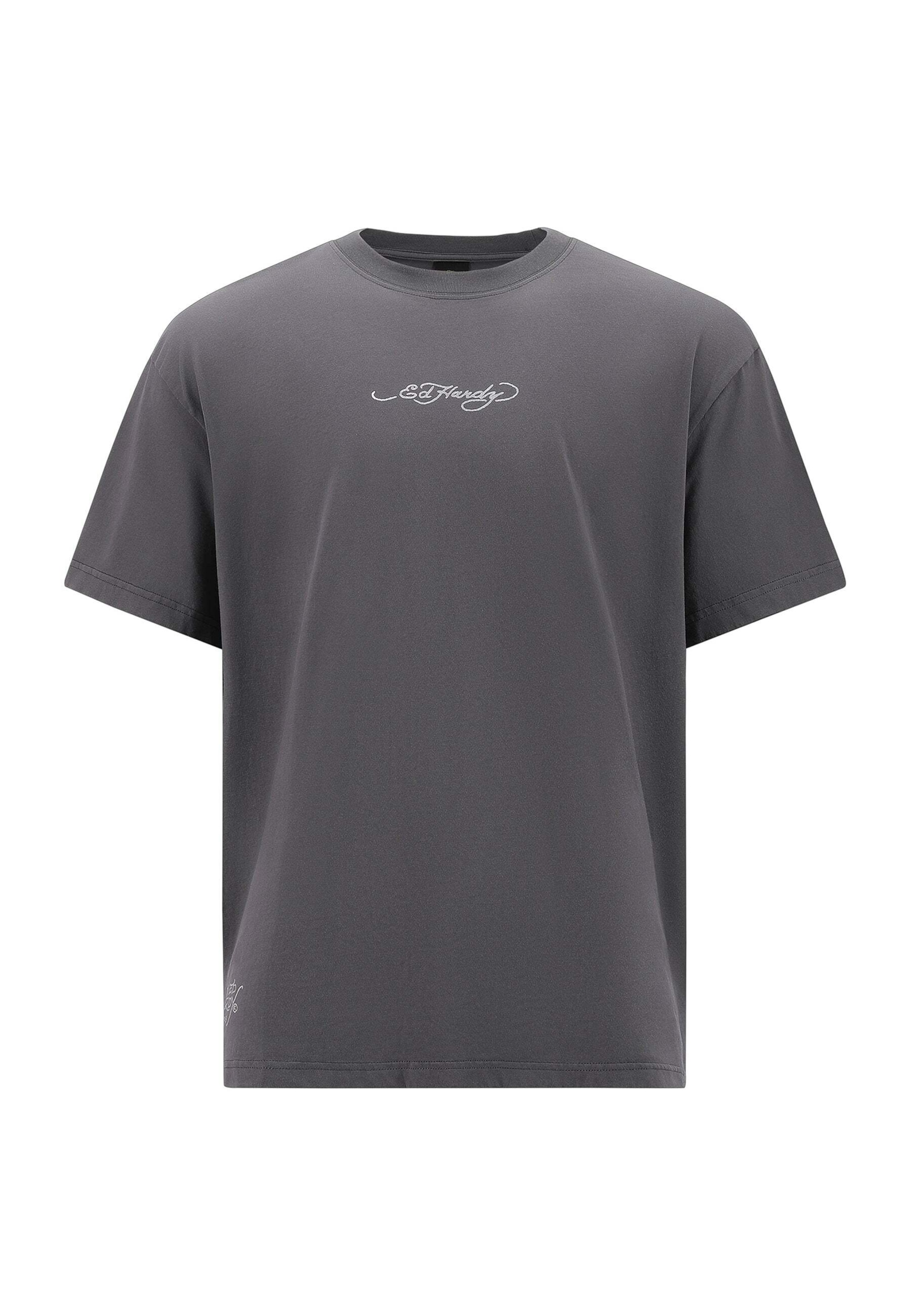 Ed Hardy T-Shirt 'Death Before Dishonor Eagle' in Grau: Vorderseite