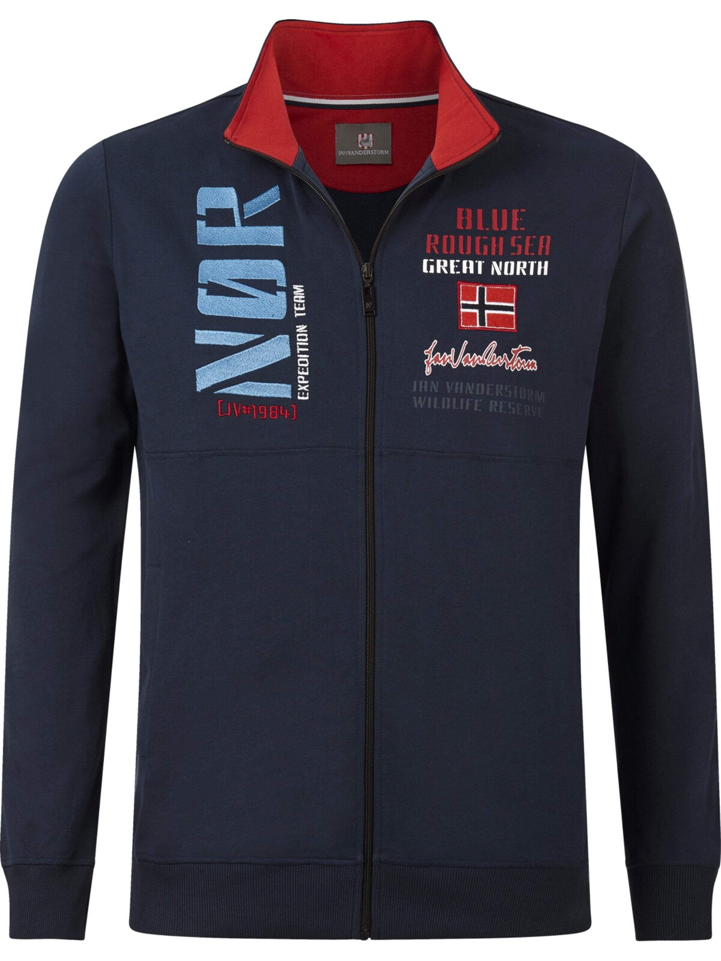 Jan Vanderstorm Zip-Up Hoodie ' Tjarke ' in Blue: front