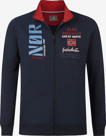 Jan Vanderstorm Zip-Up Hoodie ' Tjarke ' in Blue: front