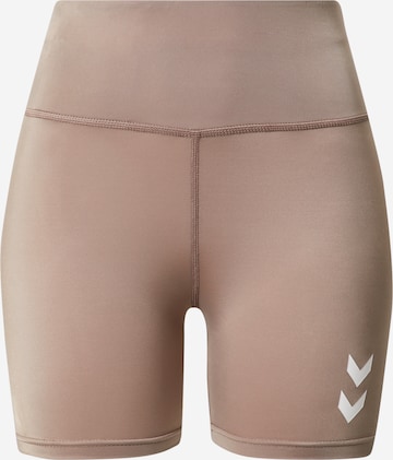 Hummel Slim fit Workout Pants 'TOLA' in Brown: front