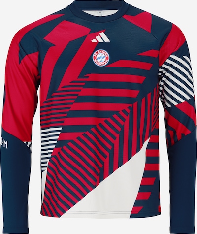 M dydžio Sportinio tipo megztinis 'FC Bayern München Pre-Match' iš ADIDAS PERFORMANCE, spalva – tamsiai mėlyna jūros spalva / kraujo spalva / balta, Prekių apžvalga
