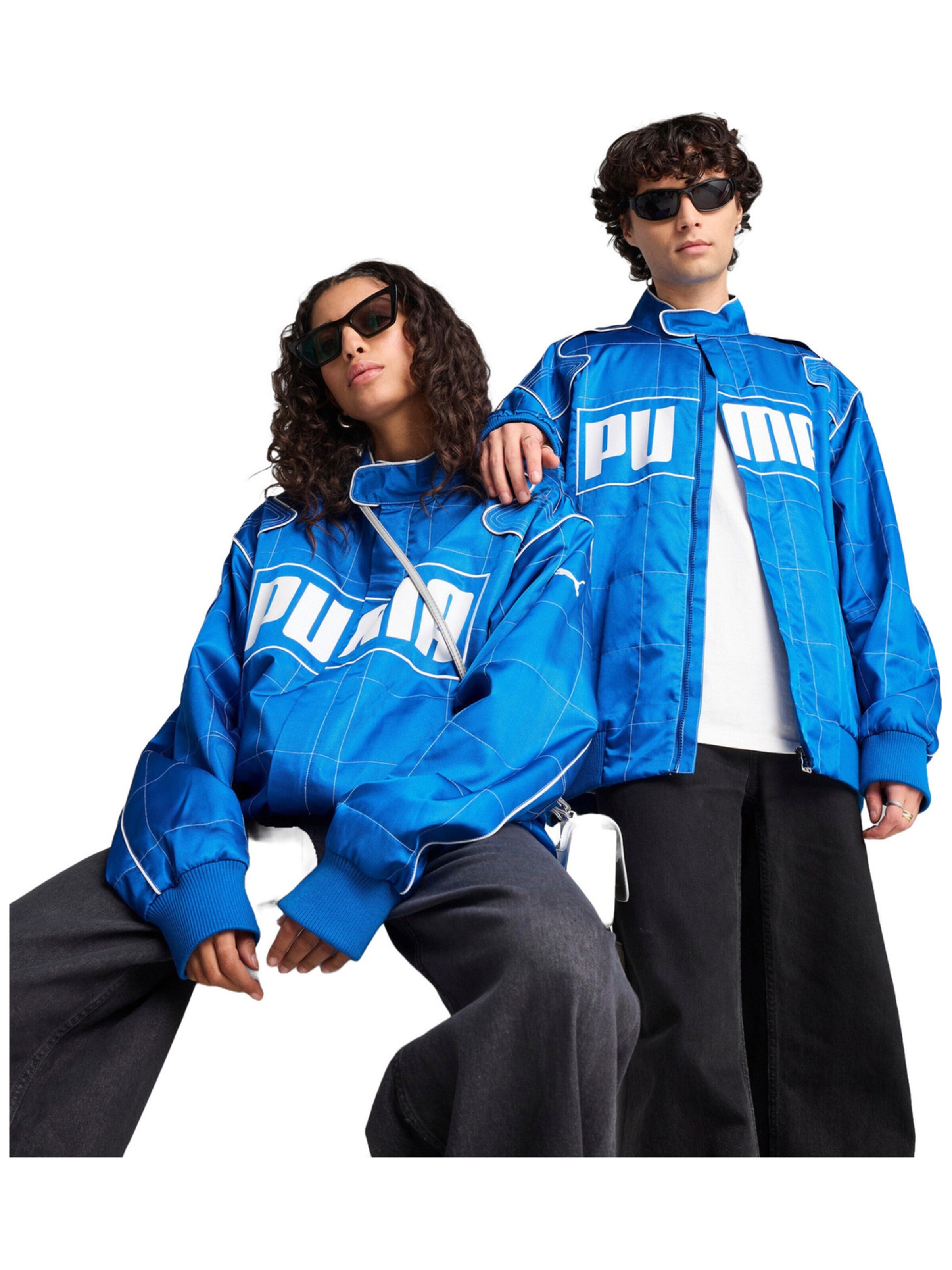 PUMA Athletic Jacket 'Racer' in Blue: front