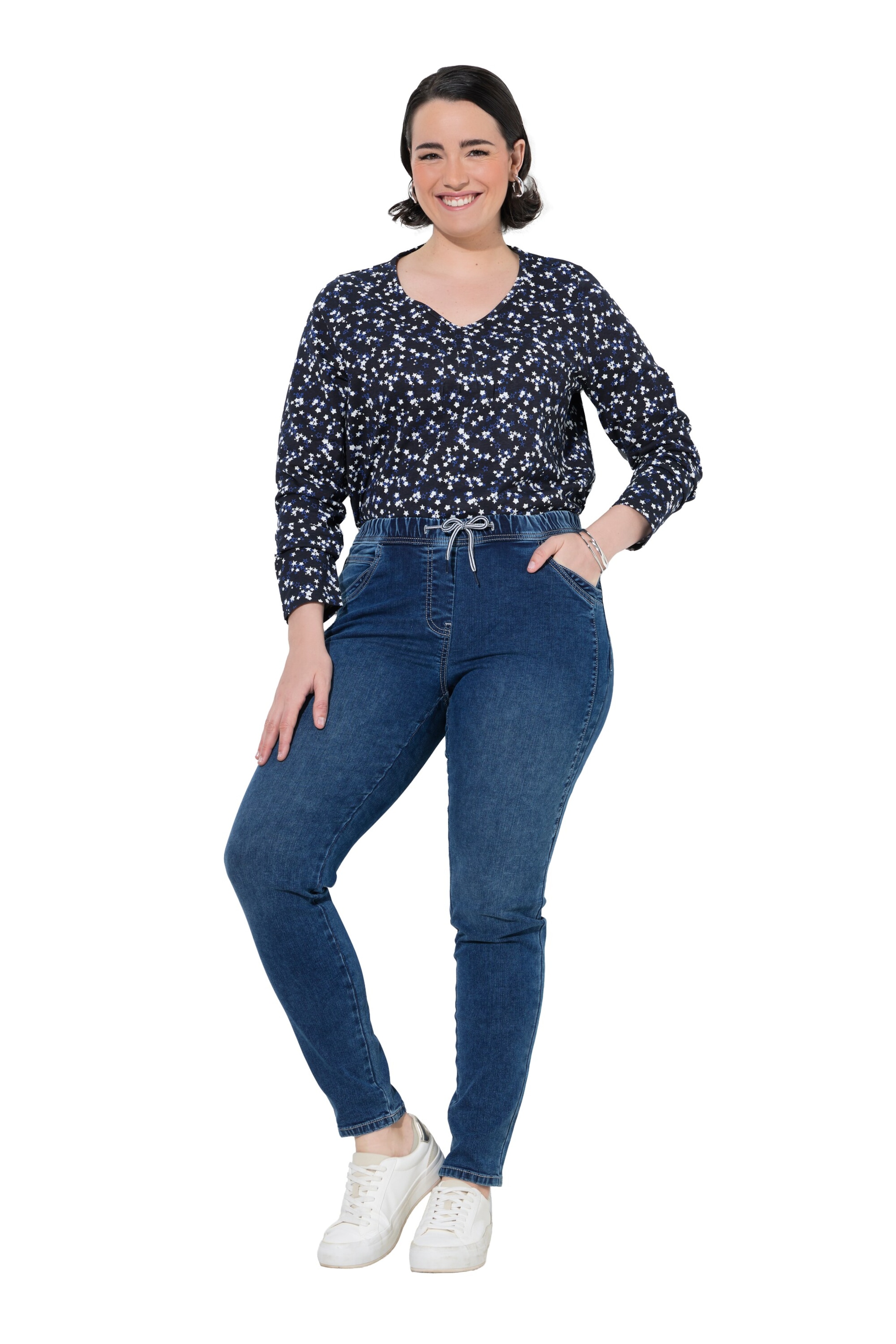 Ulla Popken Skinny Jeggings in Blauw: voorkant