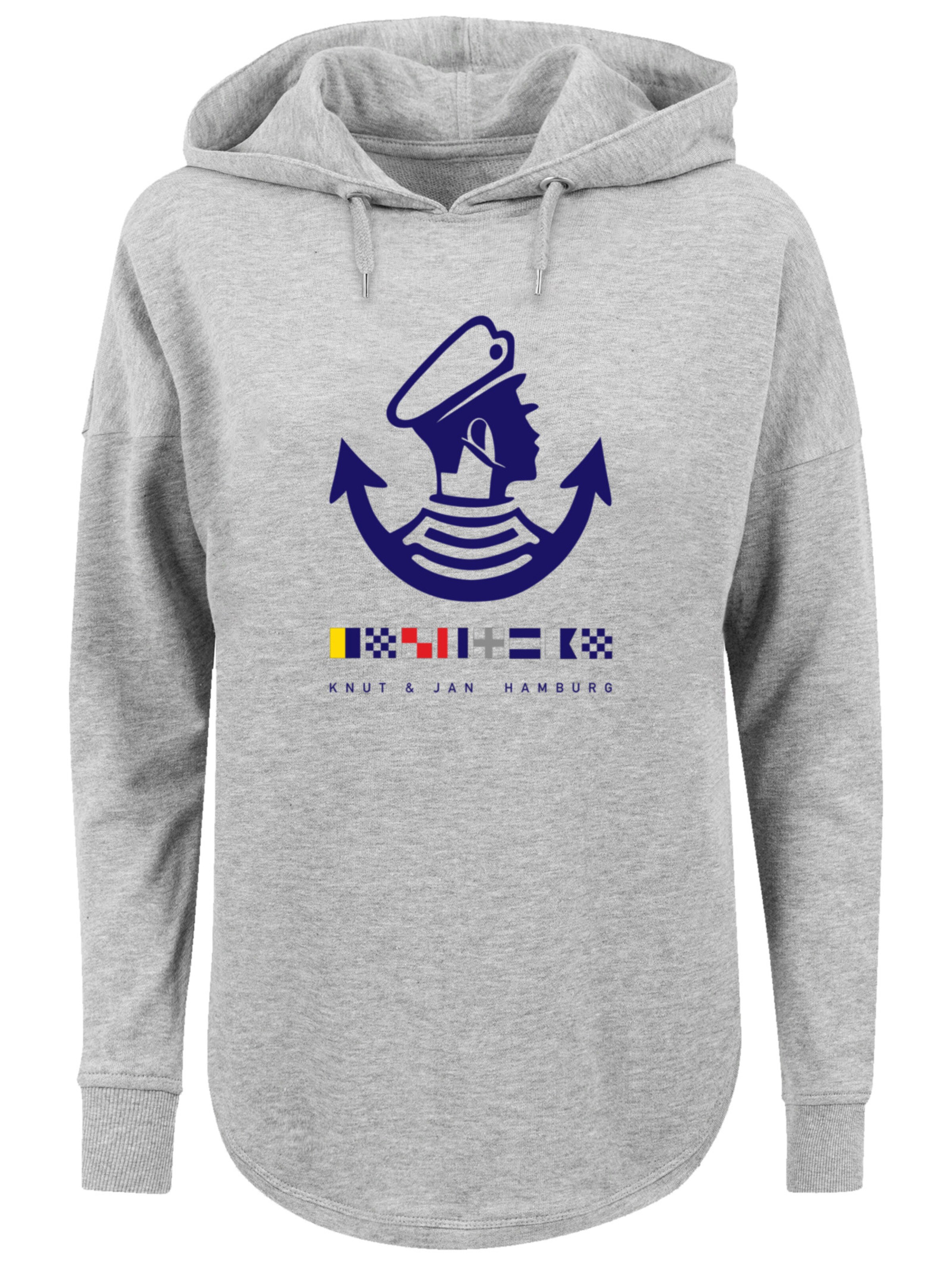 F4NT4STIC Sweatshirt 'Knut & Jan Hamburg Logo' in Grey: front