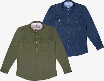 Coupe regular Chemise ' Dynasty Denim ' Checker en bleu : devant