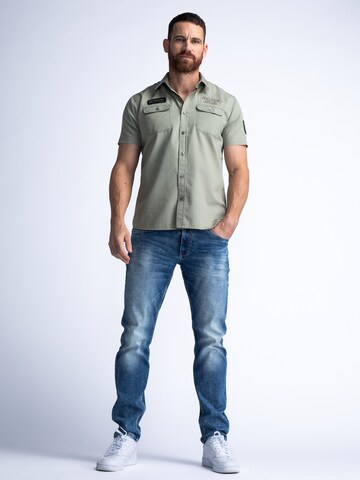 Petrol Industries Regular fit Button Up Shirt 'Wavify' in Green