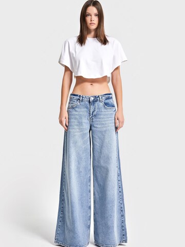 IT'S BASIC Wide leg Jeans 'Palazzo Mid Rise Jeans' in Blauw: voorkant