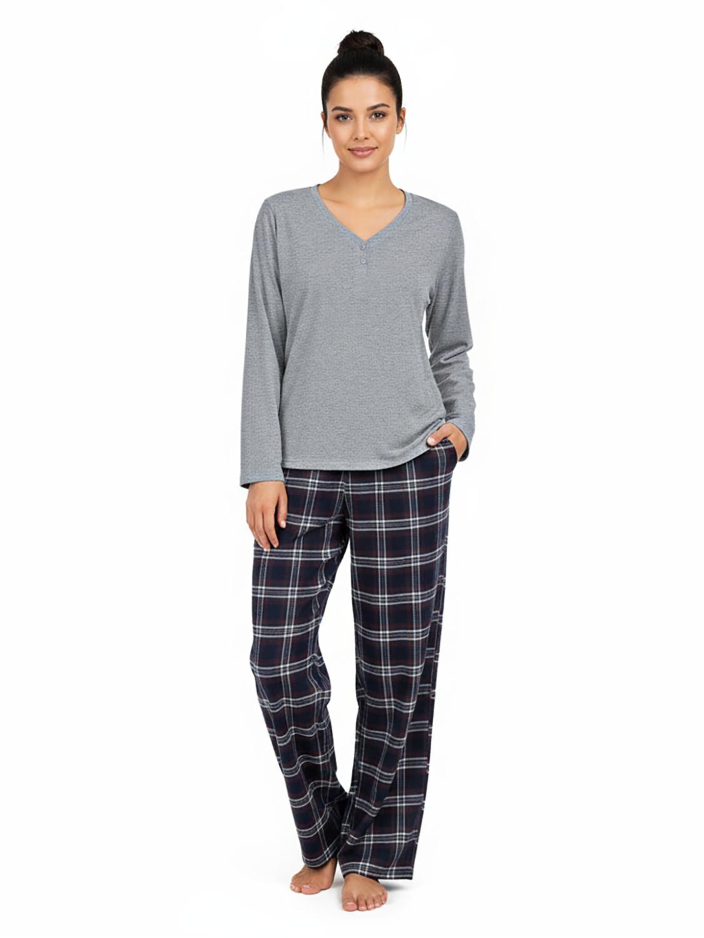 La V Pyjama in Grijs