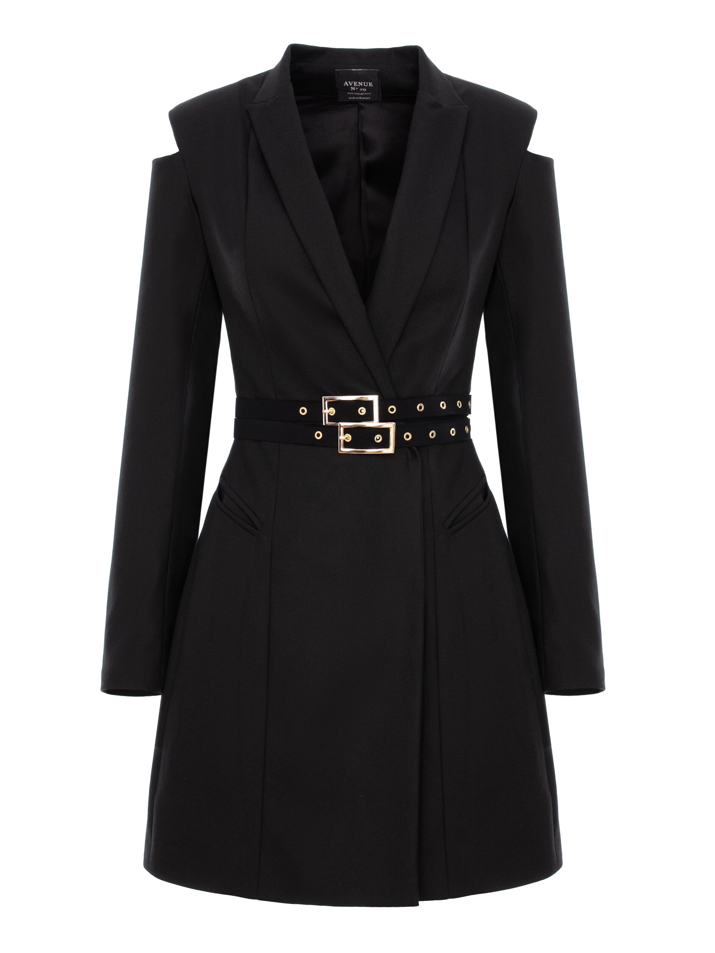 Abito 'Cut-out Blazer Dress With Double Belt' di AVENUE N°29 in nero: frontale