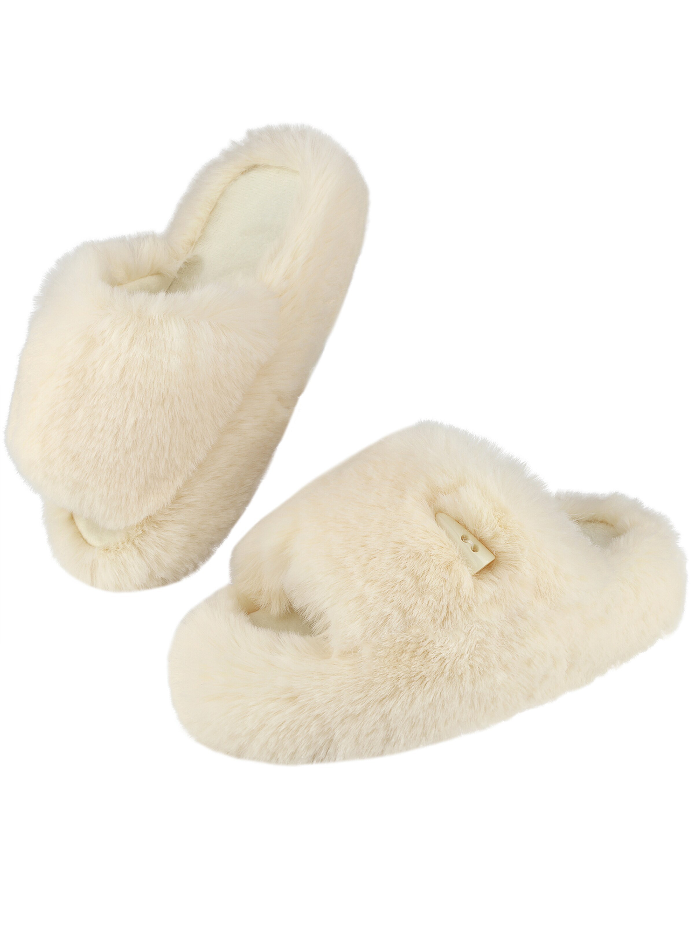 Youecci Mules 'Plush thick soled slippers' in White