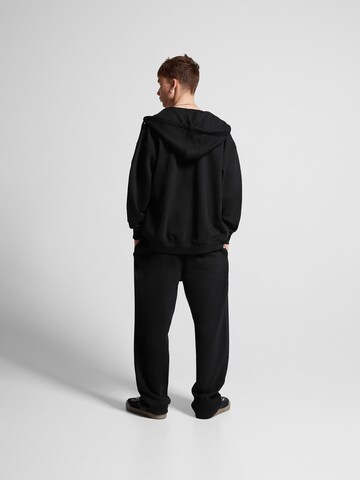 Bershka Zip-Up Hoodie in Black