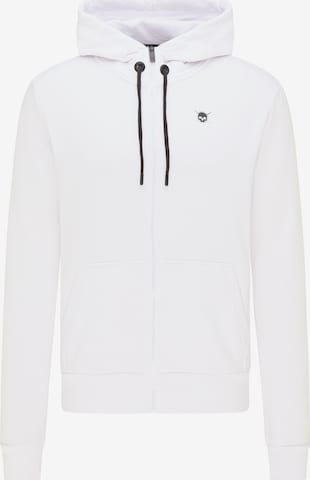 TUFFSKULL Zip-Up Hoodie in White: front