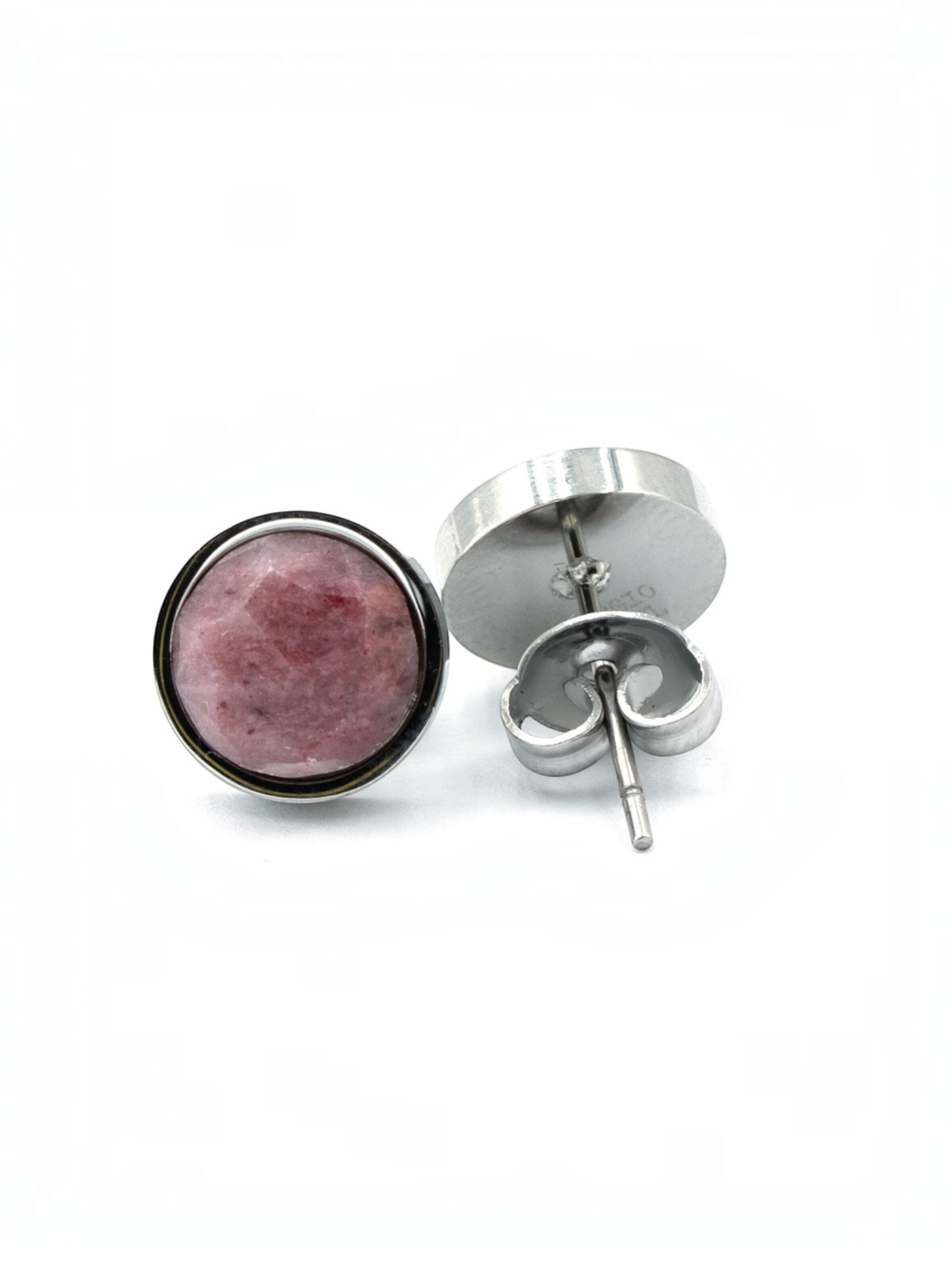 Sergio Engel Earrings 'Beach Ohrring 04 - Wasserfester Naturstein-Ohrstecker in Edelstahl' in Pink: front