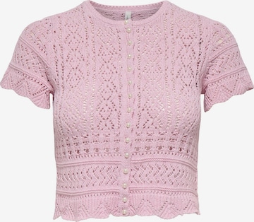 Cardigan 'ONLELKE' ONLY en rose : devant