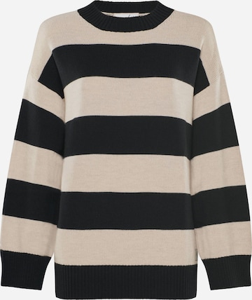 Pull-over oversize 'PULLOVER FELIA - Lässiger Blockstreifen Pullover aus Merino' YOU LOOK PERFECT en noir : devant