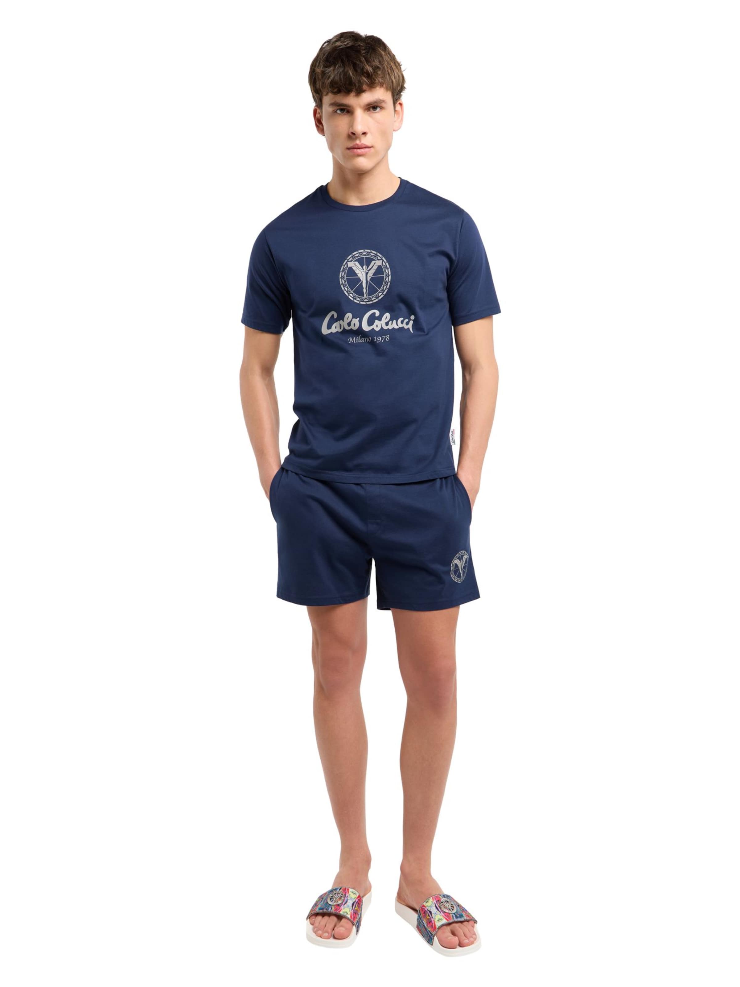 Carlo Colucci Pyjama kort ' Ferremi ' in Blauw