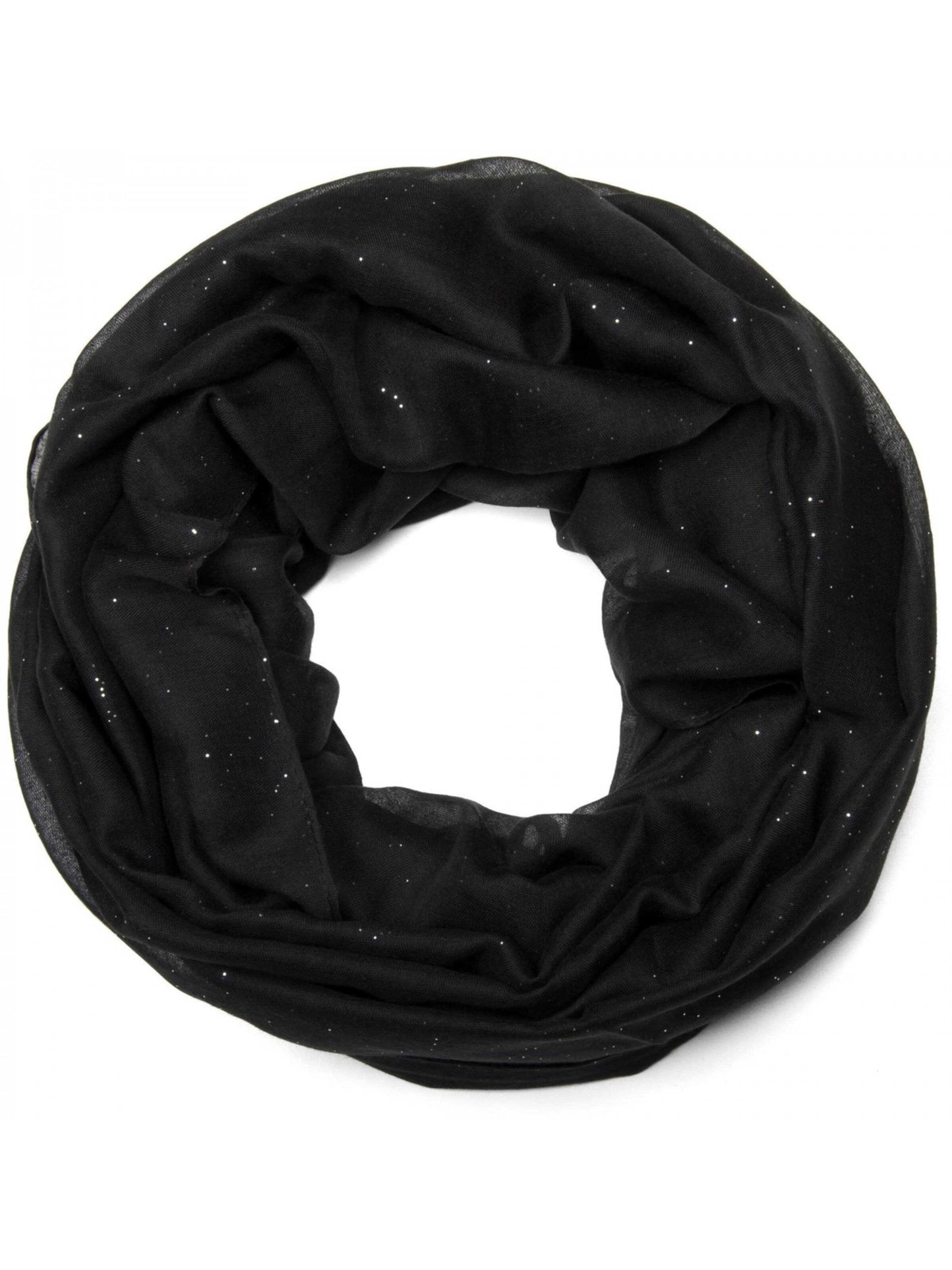styleBREAKER Schlauchschal 'Loop mit Glitzer unifarben'‌‌‌‌‌‌‌‌‌‌ in Schwarz: Vorderseite