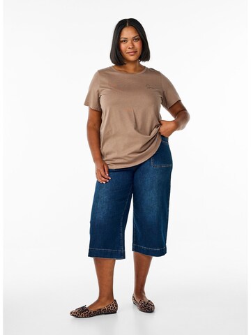 Zizzi T-shirt 'Vevelyn' in Braun