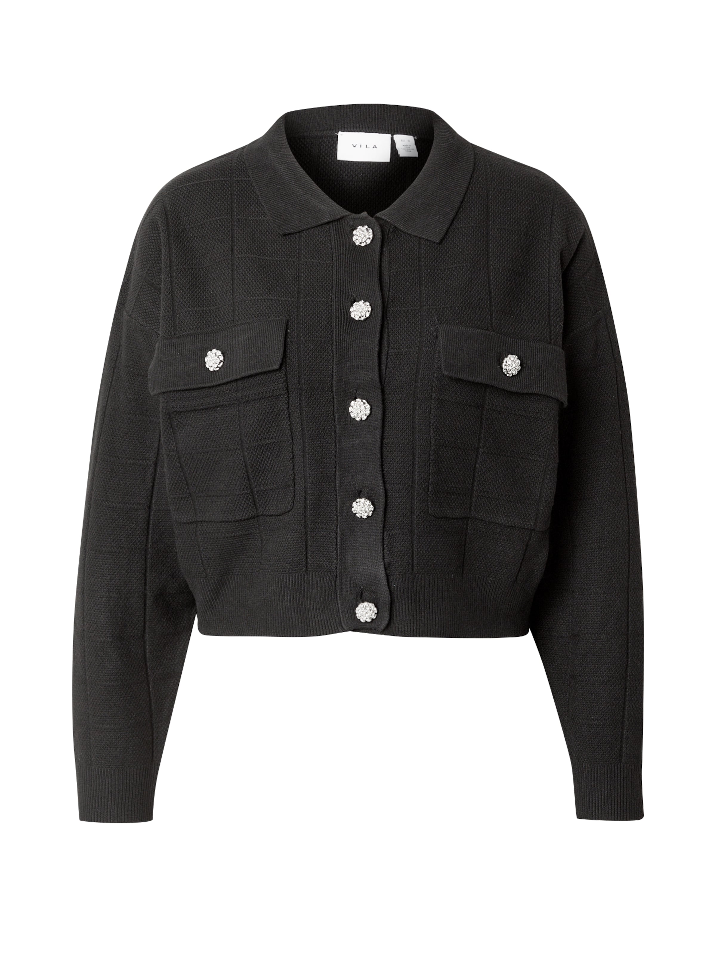 VILA Gebreid vest 'VIJulisa' in Zwart: voorkant