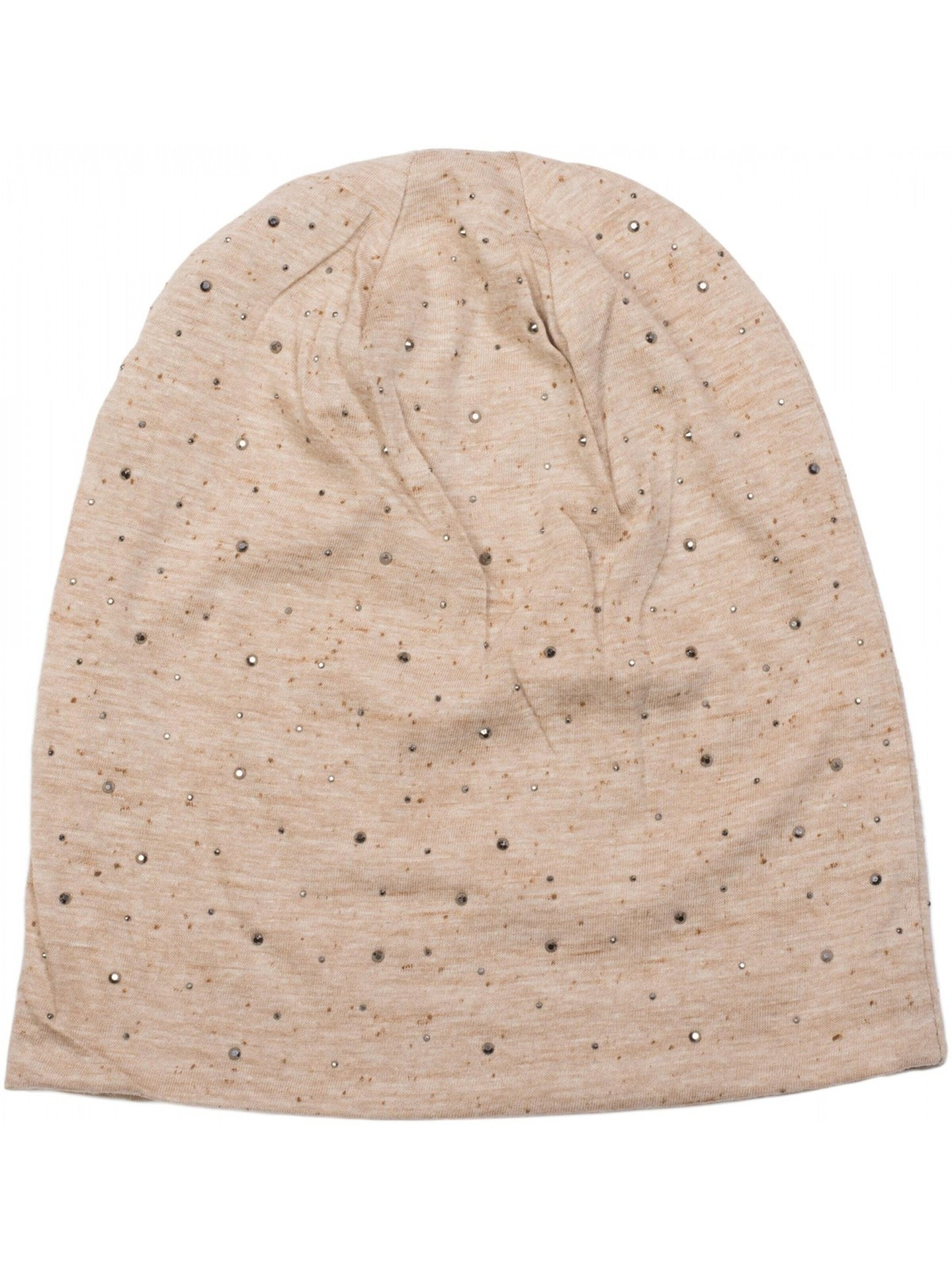 styleBREAKER Mütze 'Beanie mit Strass Nieten Applikation'‌‌‌‌‌‌‌‌‌ in Beige