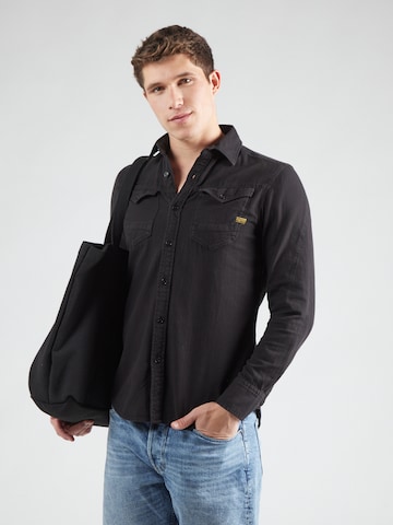 G-STAR - Ajuste regular Camisa en negro: frente