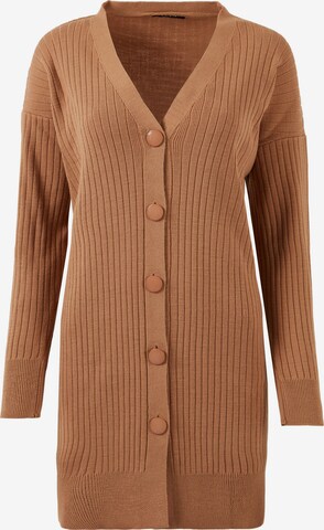 LELA Knit Cardigan in Brown: front