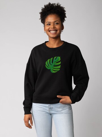 Watapparel Sweatshirt 'Monstera 2.0 ' in Zwart: voorkant