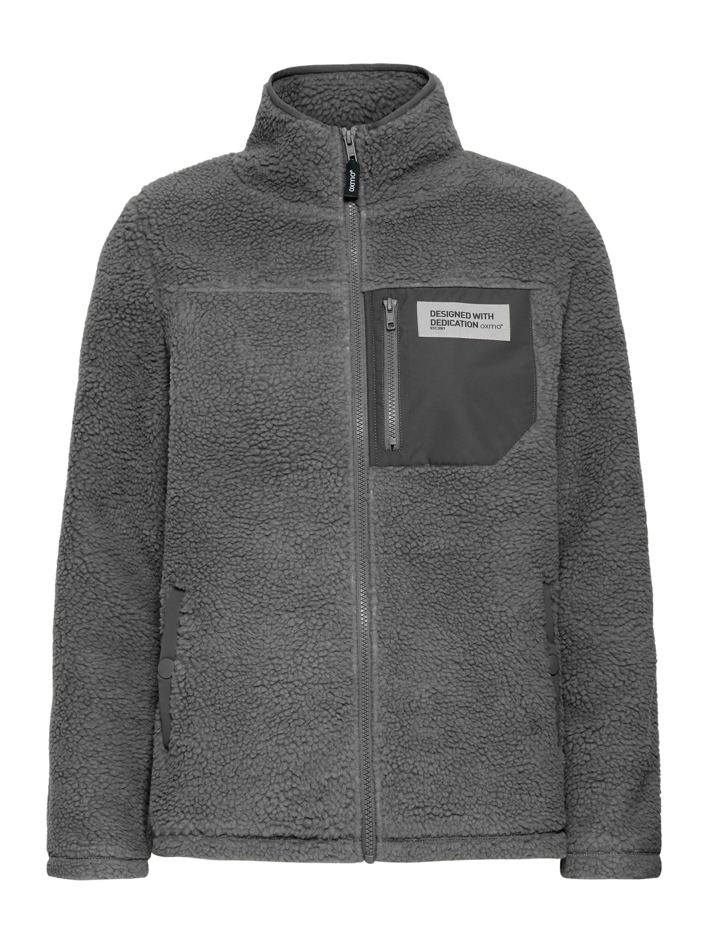 Oxmo Plüschjacke 'Abby' in Grau: Vorderseite