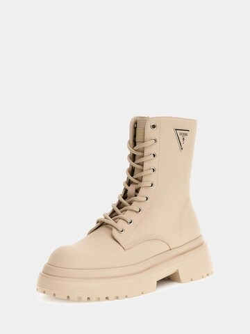 GUESS Lace-Up Ankle Boots 'Pamya' in Beige: front