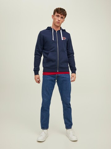 JACK & JONES Zip-Up Hoodie 'STAMP' in Blue