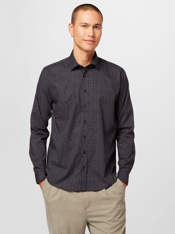 Gabbiano Slim fit Button Up Shirt in Black: front