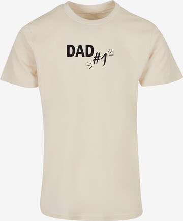 Maglietta 'Fathers Day - Dad Number 1' di Merchcode in beige: frontale